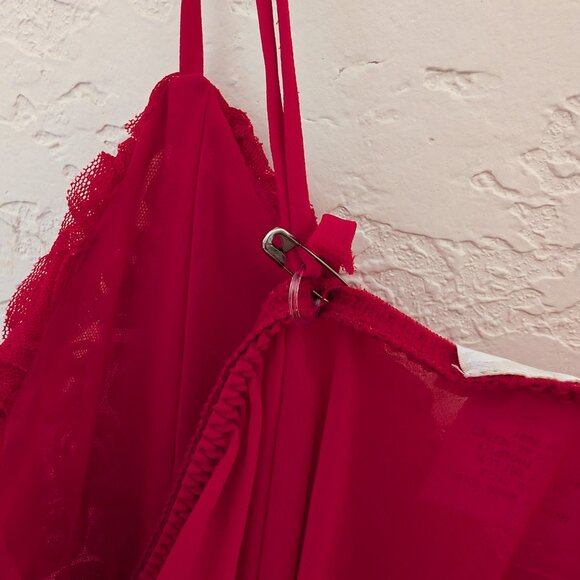 Vintage Inner Most Rose Red Lingerie Floral Intimate Sexy Tank Top Size M Y2K 90 - Picture 6 of 6